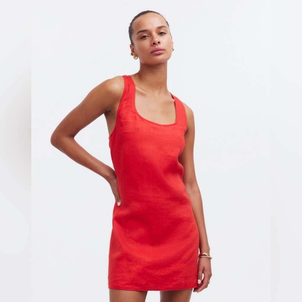 NWT Cross-Back A-Line Mini Dress in Linen